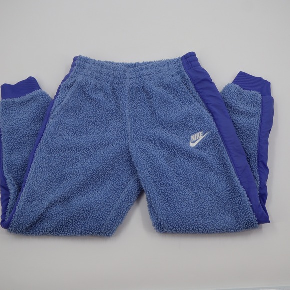 Nike Pants - Nike Sherpa Fleece Joggers Womens Medium Blue High Pile Tapered Sweatpants